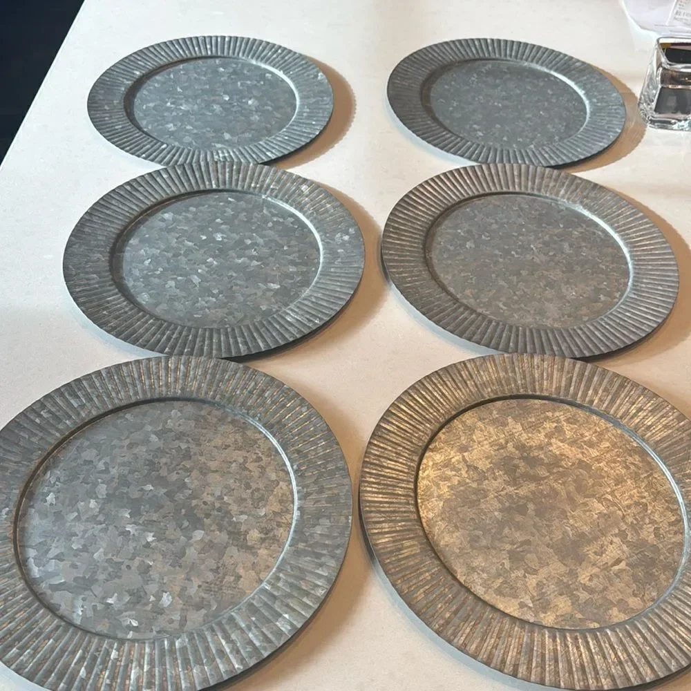 Crate & Barrel decker 6 galvanized chargers all have factory drilled ho…